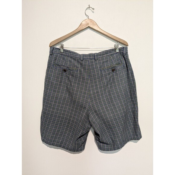 Vintage GAP Mens Pleated Cotton Shorts 36 Blue Green Plaid Preppy 80s Golf - Picture 3 of 4